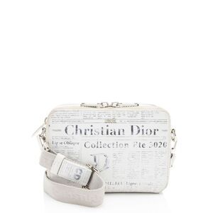 Dior x Daniel Arsham Leather Newsprint Double Zip Crossbody